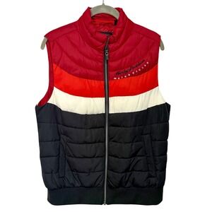 Harley-Davidson Womens Puffer Vest Red White Black Colorblock 97487-19VW Medium